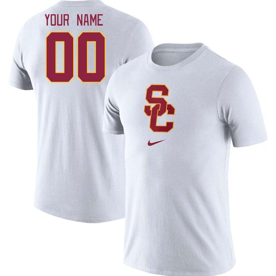 Custom USC Trojans Name And Number College Tshirt-White